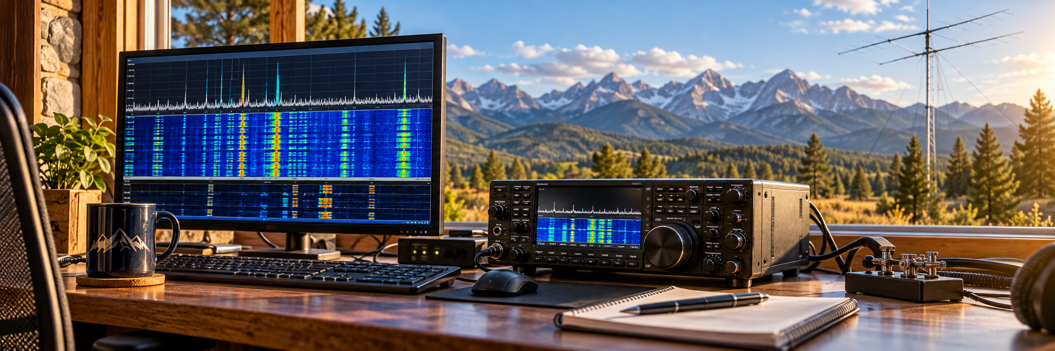 K5NWZ digital radio station with waterfall display