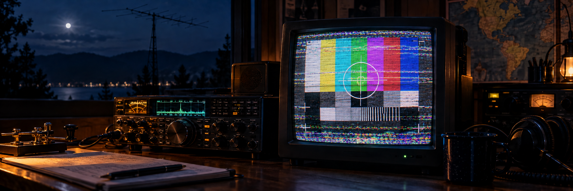 Slow Scan Television test pattern received through an amateur radio station