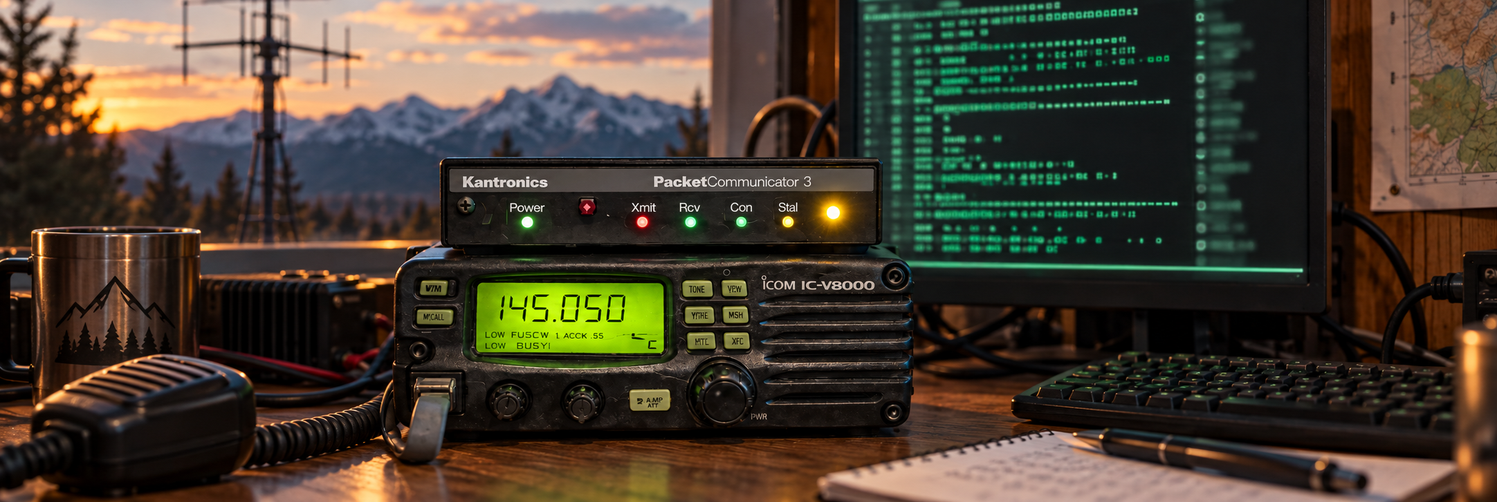 Packet Radio station with Kantronics TNC and Icom IC-V8000