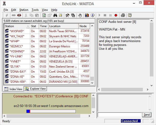EchoLink station directory and connection interface