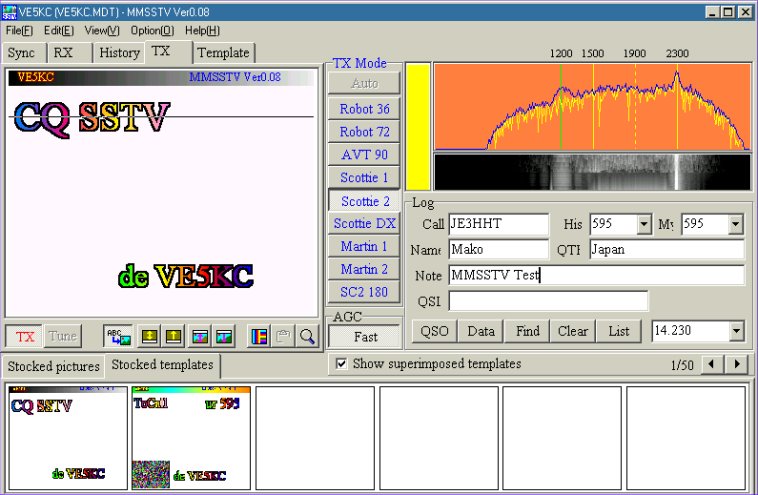 MMSSTV Slow Scan Television application window