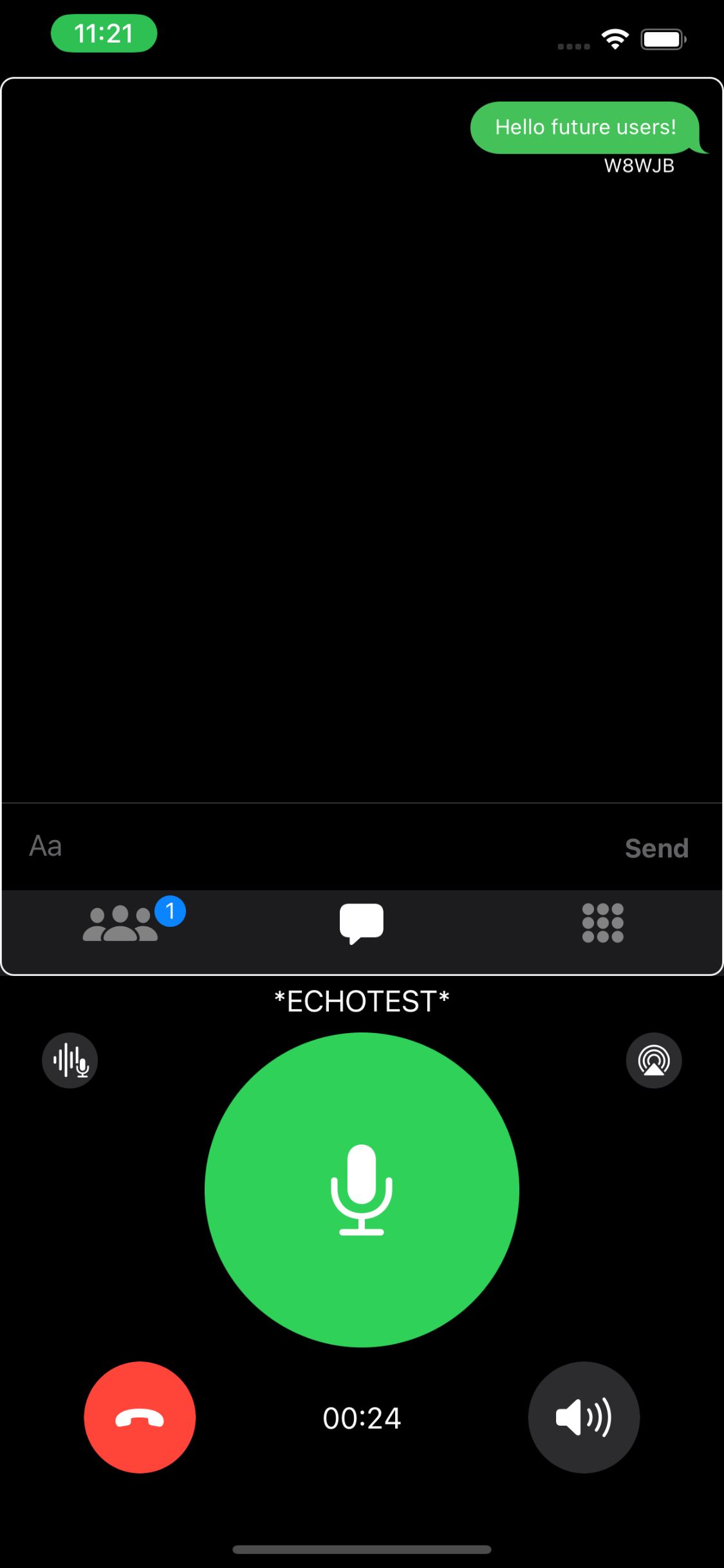 RepeaterPhone iPhone application connected to an EchoLink test station
